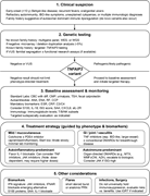 Flowchart outlining diagnostic and therapeutic approach for suspected HA20.